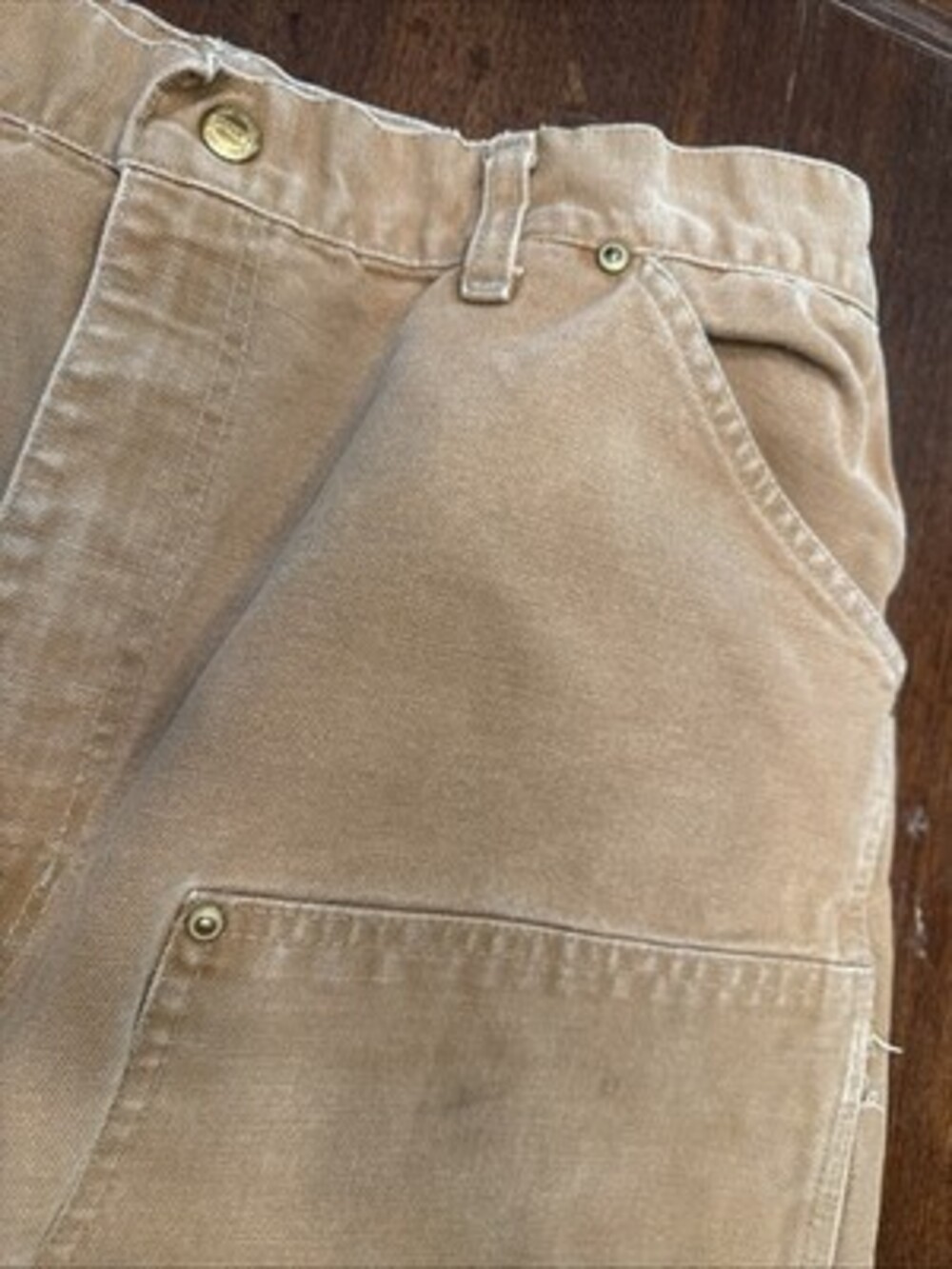 Vintage 90s Carhartt Double Knee Duck Canvas Work Pants Tan 36 X 32 - Picture 11 of 16